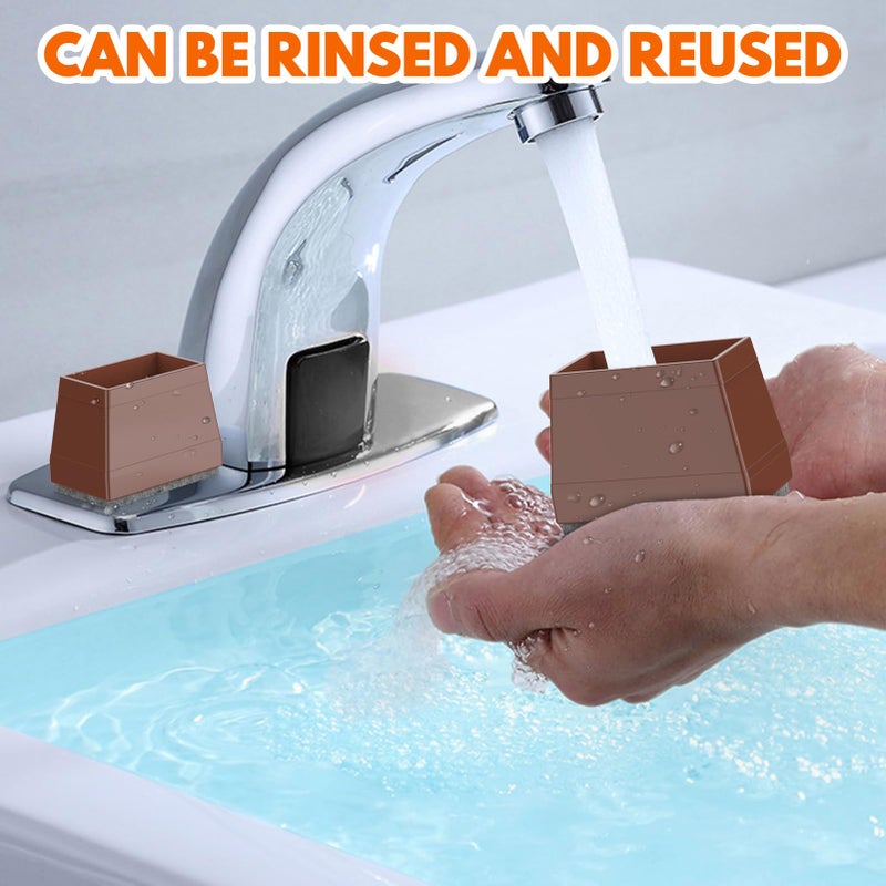 CHWM Rectangle Chair Leg Protectors for Hardwood Floors,16 PCS Silicone Covers to Protect Wood Tile Floors Felt Pads Furniture Leg Caps Reduce Noise. Easy to Move.(Brown,1 x 2.5 Inch,Rectangle) - Image 5